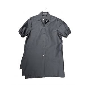 NEW SHAN women puff sleeve dress in caviar
